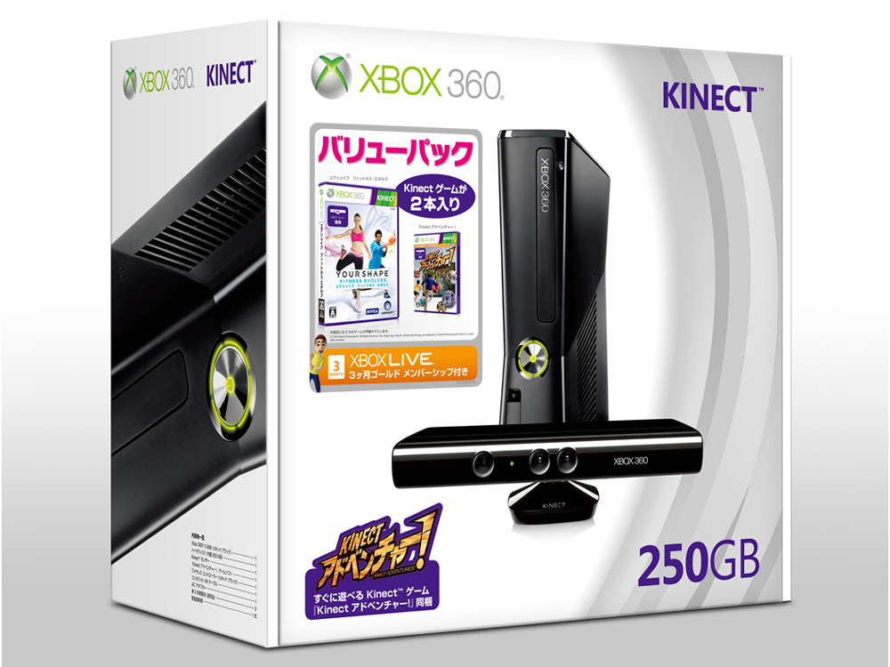 Xbox 360 250GB + Kinect �o�����[�p�b�N