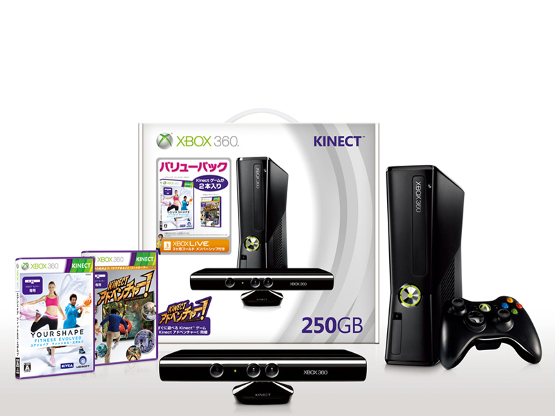 Xbox 360 250GB + Kinect �o�����[�p�b�N �̐��i�摜