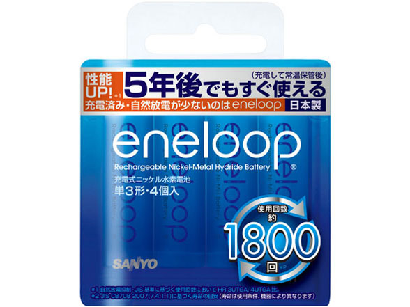 eneloop �P3�`�[�d���j�b�P�����f�d�r HR-3UTGB-4 �̐��i�摜
