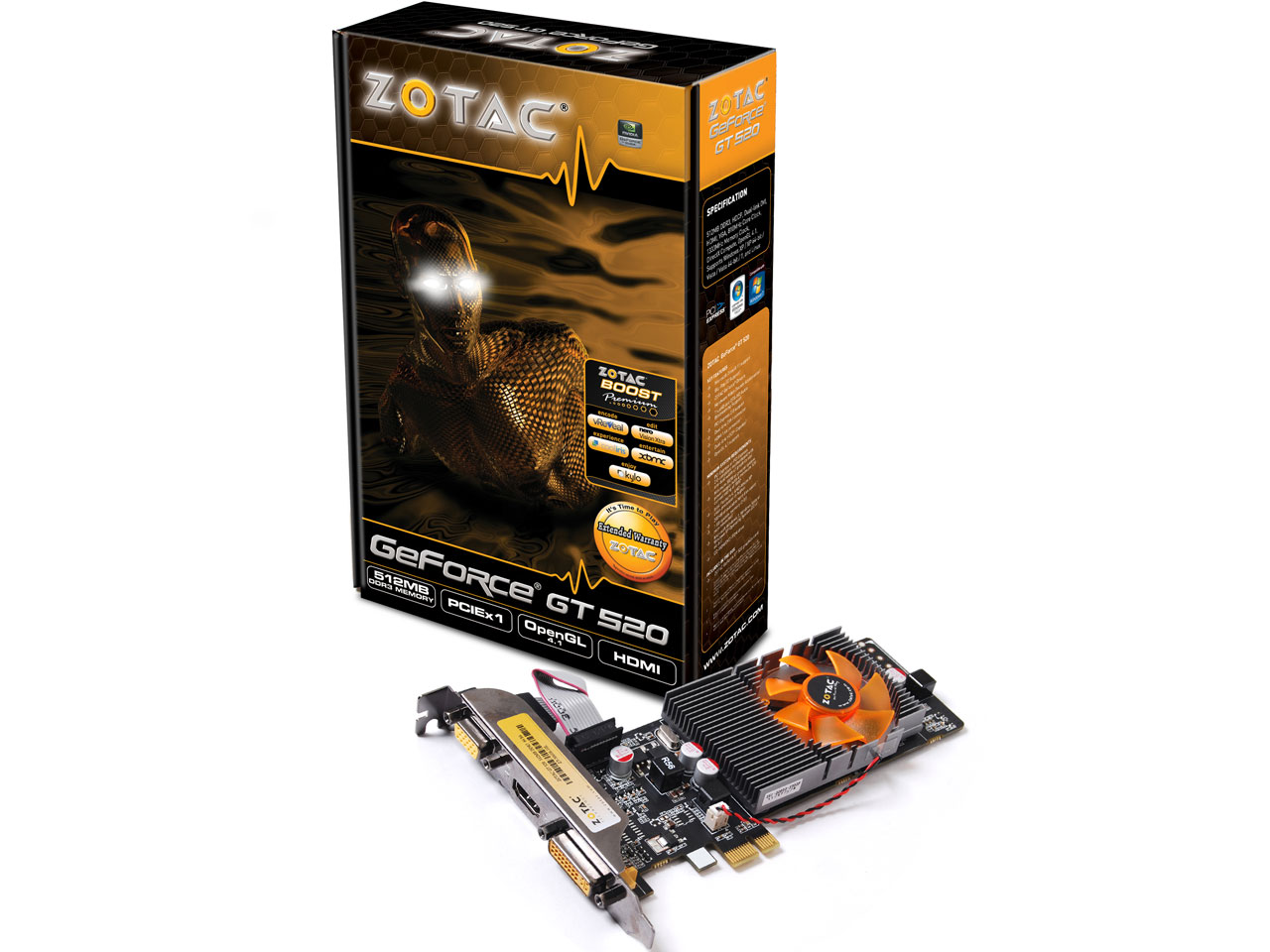ZOTAC GeForce GT 520 PCI Express x1 ZT-50608-10L [PCIExp 512MB]