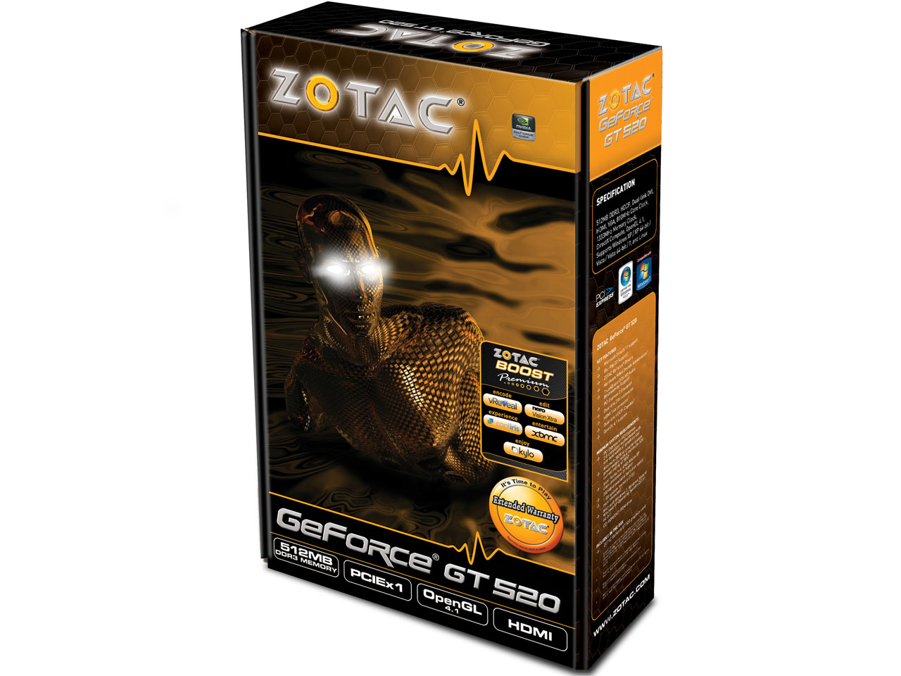 ZOTAC GeForce GT 520 PCI Express x1 ZT-50608-10L [PCIExp 512MB]