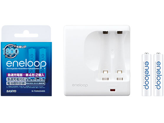 eneloop �P4�`2�t�R���p�N�g�}���[�d��Z�b�g N-TGR0204BS �̐��i�摜