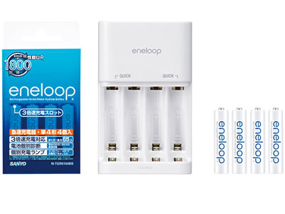 eneloop �P4�`4�t2�{���E3�{���Ή��}���[�d��Z�b�g N-TGR0104BS �̐��i�摜