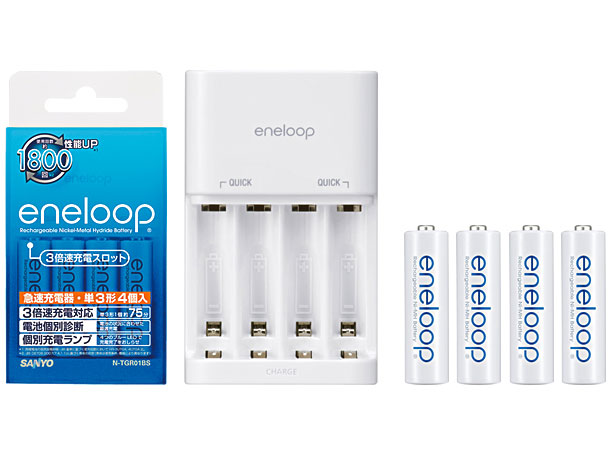 eneloop �P3�`4�t2�{���E3�{���Ή��}���[�d��Z�b�g N-TGR01BS �̐��i�摜