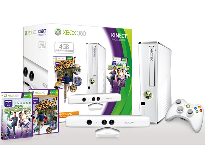 Xbox 360 4GB + Kinect �X�y�V���� �G�f�B�V���� [�s���A �z���C�g] �̐��i�摜