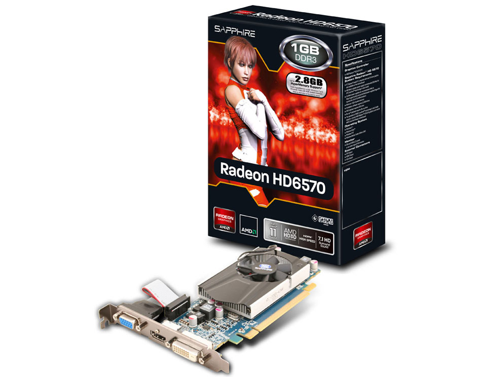 SAPPHIRE HD6570 1G DDR3 PCI-E HDMI/DVI-D/VGA SAHD657-1GD3LPR001 [PCIExp 1GB] �̐��i�摜