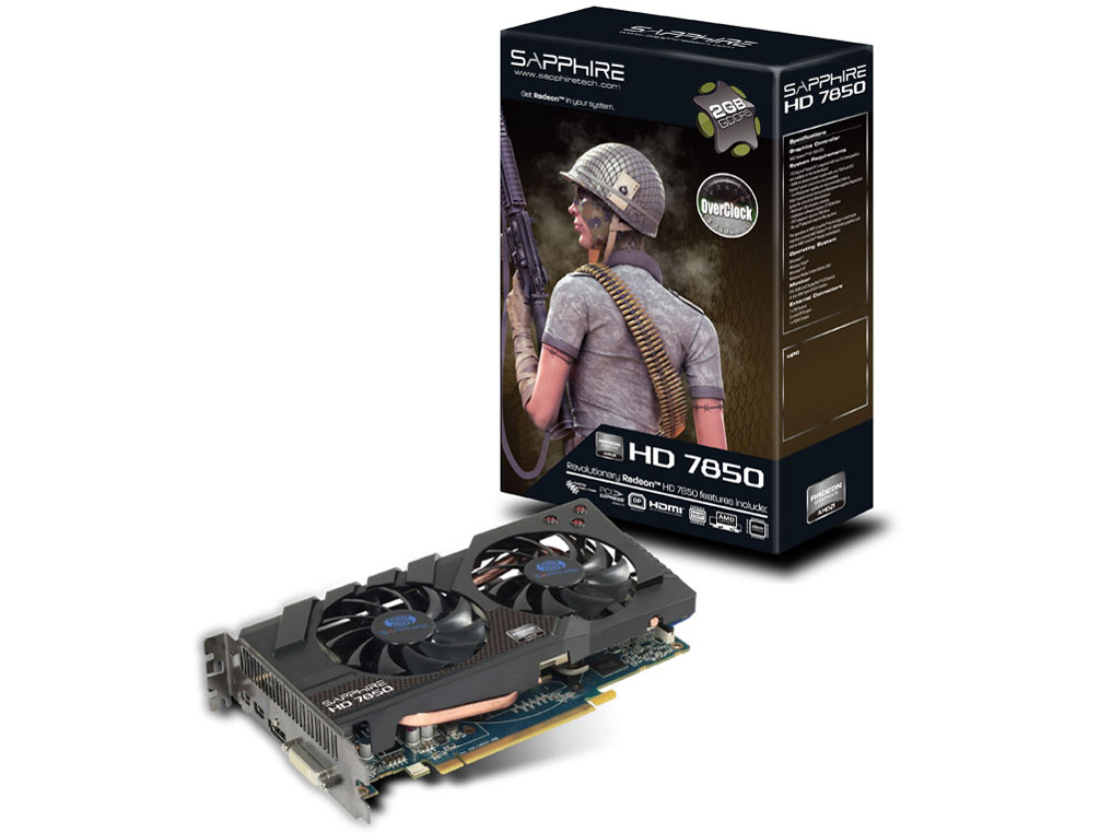 SAPPHIRE HD7850 2G GDDR5 PCI-E HDMI/DVI-I/DUAL MINI DP OC VERSION [PCIExp 2GB] �̐��i�摜