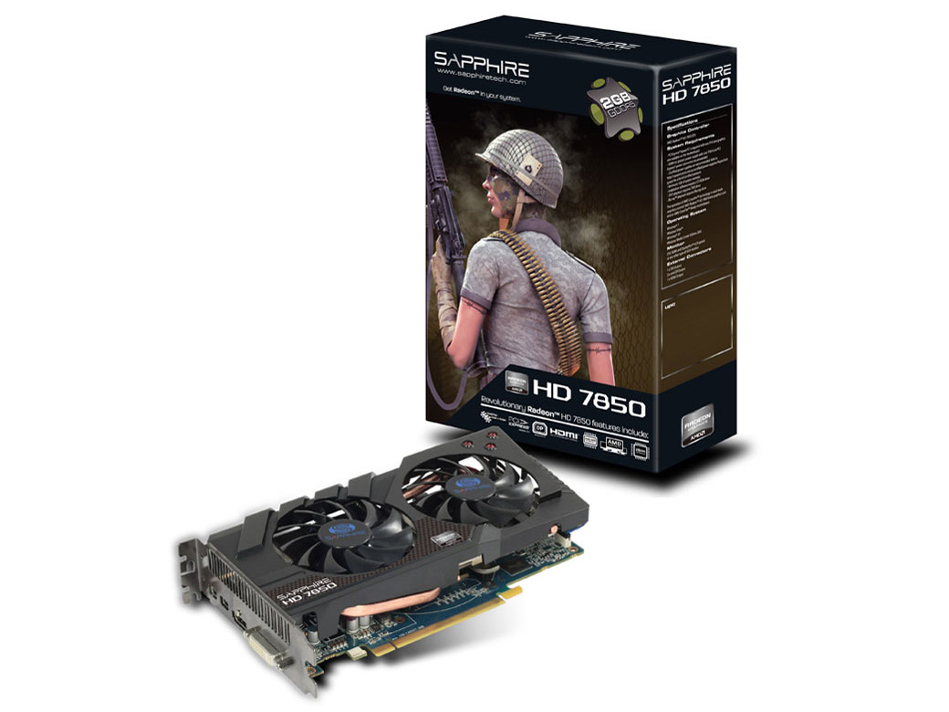 SAPPHIRE HD7850 2G GDDR5 PCI-E HDMI/DVI-I/DUAL MINI DP [PCIExp 2GB] �̐��i�摜