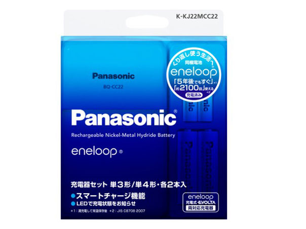 eneloop �P3�`�E�P4�` 2�{�t�[�d��Z�b�g K-KJ22MCC22 �̐��i�摜