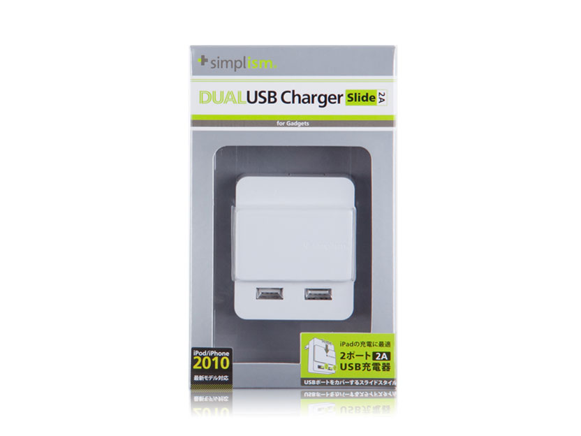 Dual USB Charger Slide 2A TR-DUSLIDE2A-WT [�z���C�g]