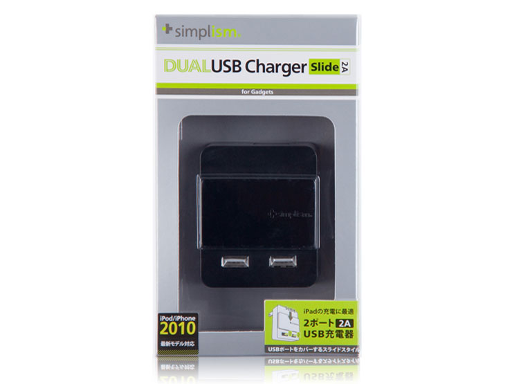 Dual USB Charger Slide 2A TR-DUSLIDE2A-BK [�u���b�N]