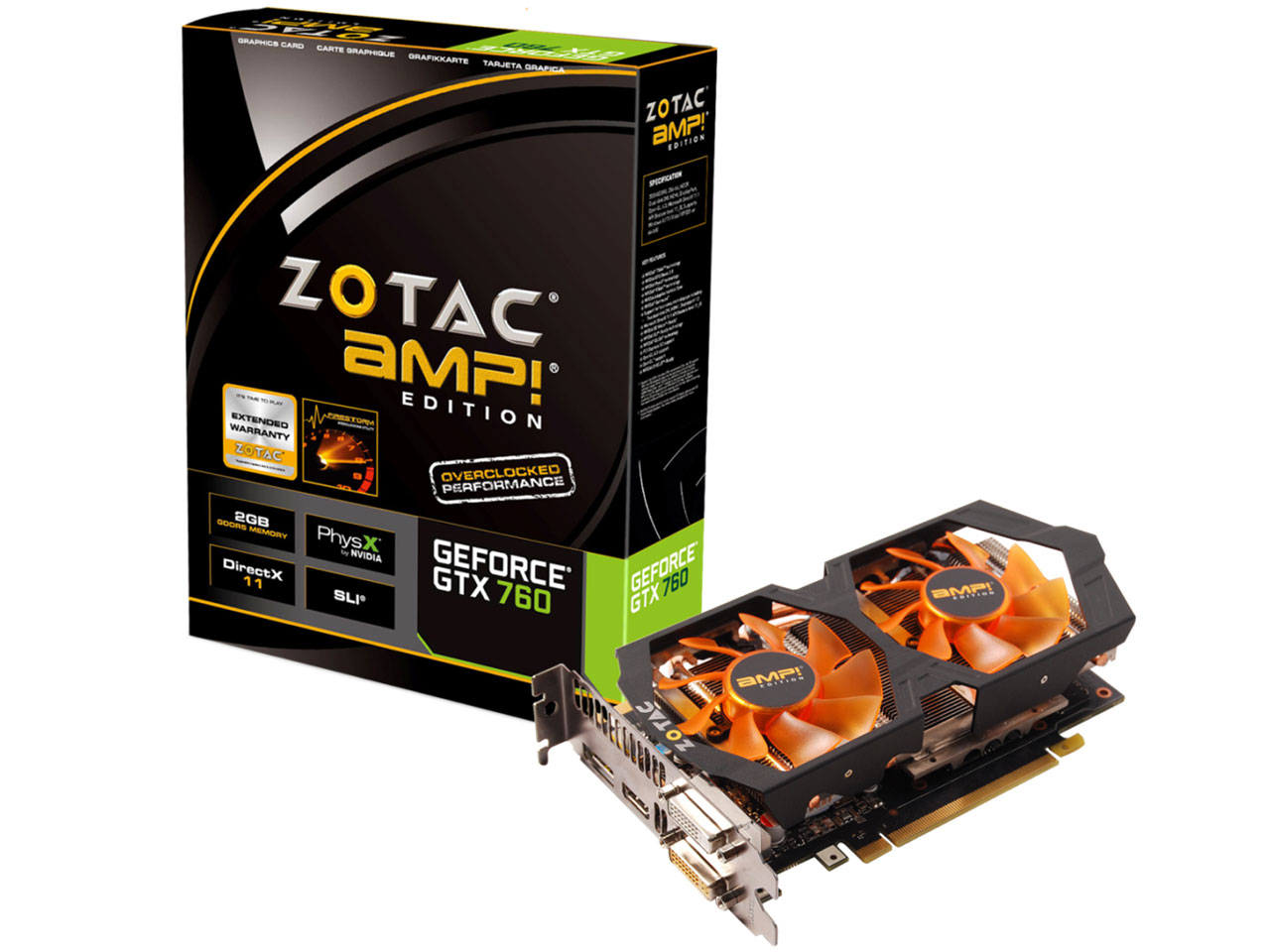ZOTAC GeForce GTX760 2GB DDR5 TwinCooler ZT-70405-10P [PCIExp 2GB] �̐��i�摜