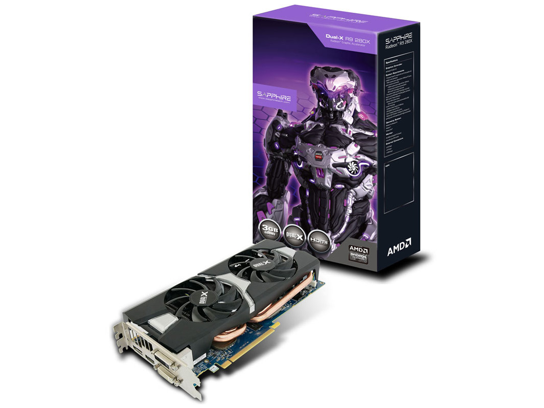 SAPPHIRE R9 280X 3G GDDR5 PCI-E DVI-I/DVI-D/HDMI/DP DUAL-X OC VERSION (UEFI) [PCIExp 3GB] �̐��i�摜