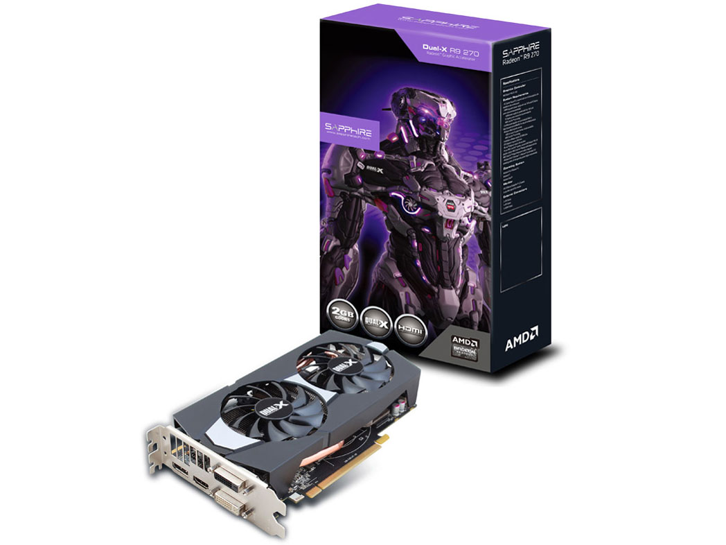SAPPHIRE R9 270 2G GDDR5 PCI-E DVI-I/DVI-D/HDMI/DP DUAL-X WITH BOOST & OC VERSION [PCIExp 2GB] �̐��i�摜