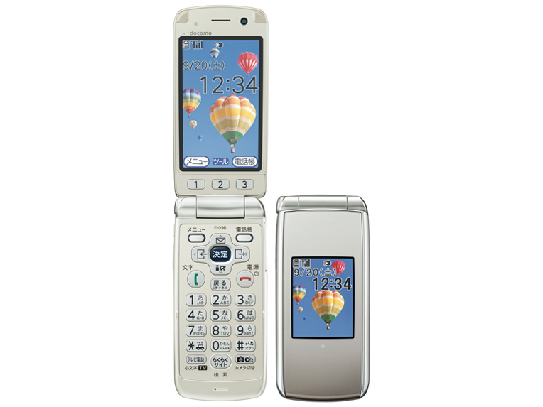 富士通 - 良美品 富士通 らくらくホン7  F-09B プラチナ ゴールド 良美品 富士通 らくらくホン7 F-09B プラチナ ゴールド