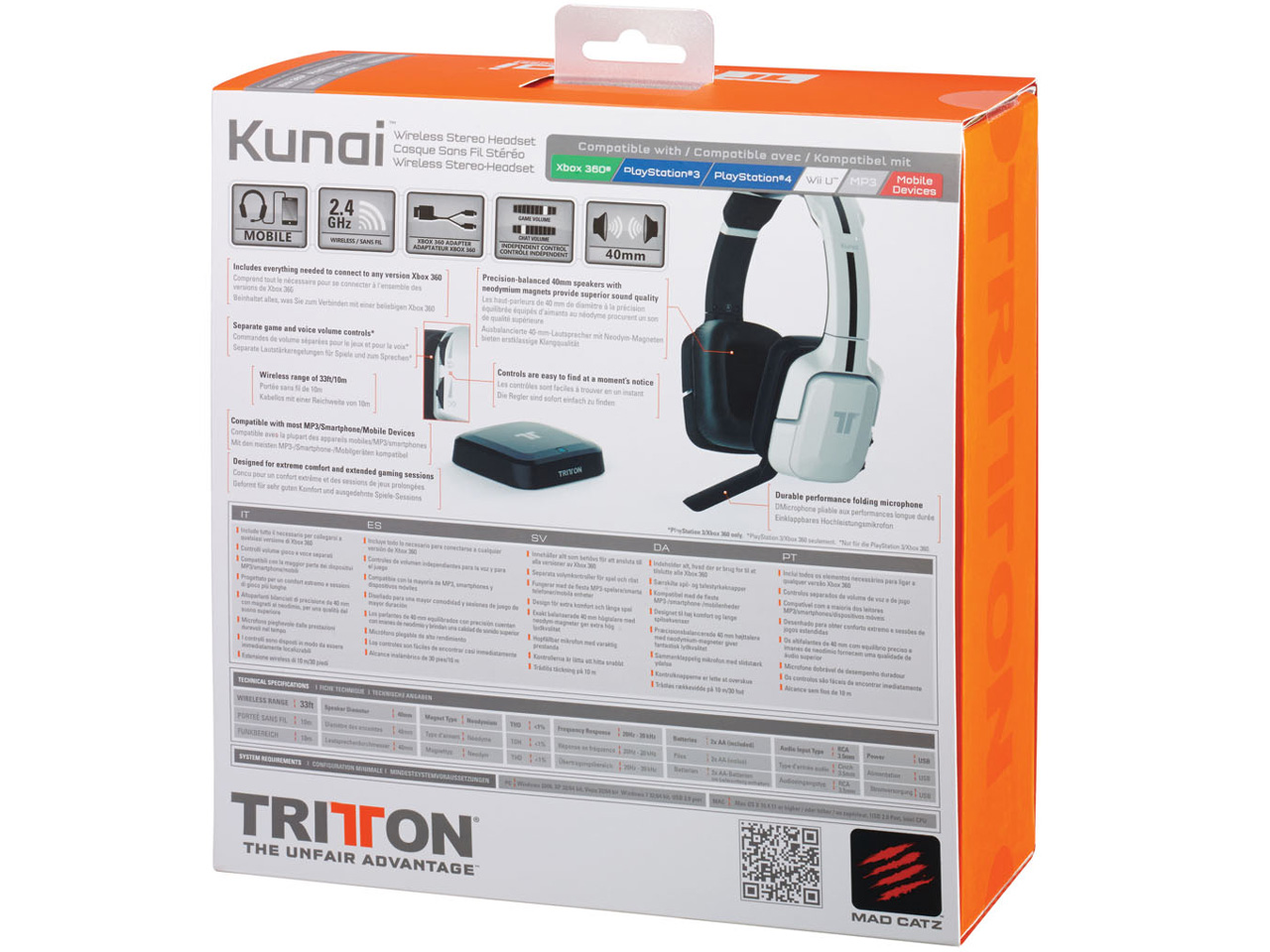 TRITTON Kunai Wireless Stereo Headset MC-KUN-WHS-WH-PC [�z���C�g]