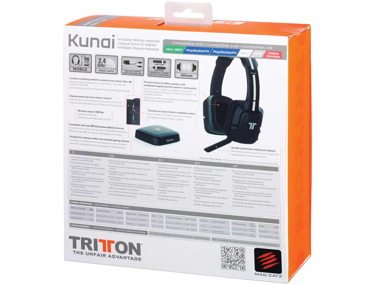 TRITTON Kunai Wireless Stereo Headset MC-KUN-WHS-BK-PC [�u���b�N]