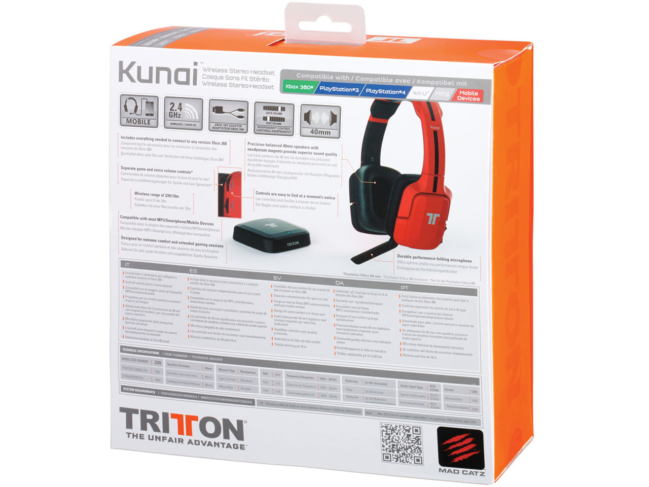 TRITTON Kunai Wireless Stereo Headset MC-KUN-WHS-RD-PC [���b�h]