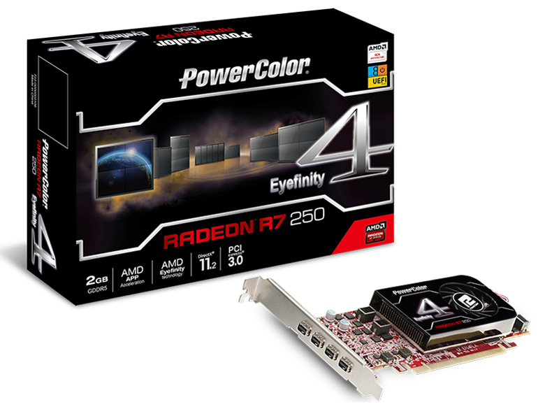 PowerColor R7 250 2GB GDDR5 Eyefinity 4 LP Edition (UEFI) AXR7 250 2GBD5-4DL [PCIExp 2GB] �̐��i�摜