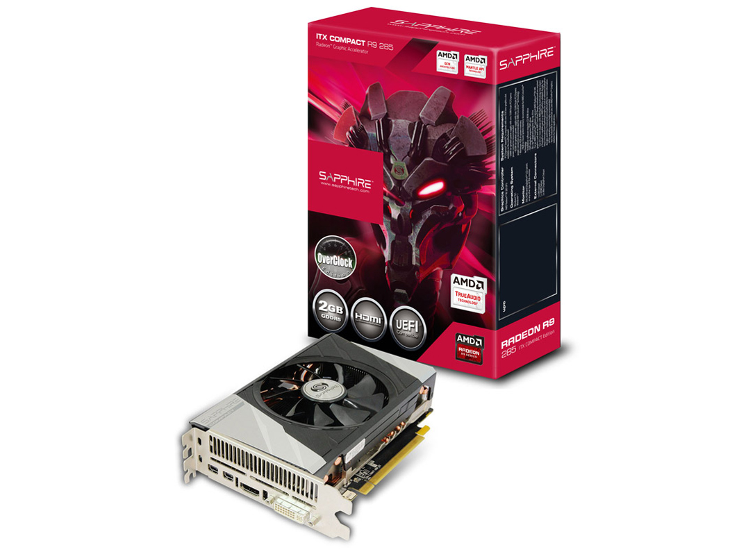 SAPPHIRE R9 285 2G GDDR5 PCI-E HDMI/DVI-I/DUAL MINI DP ITX COMPACT OC [PCIExp 2GB] �̐��i�摜