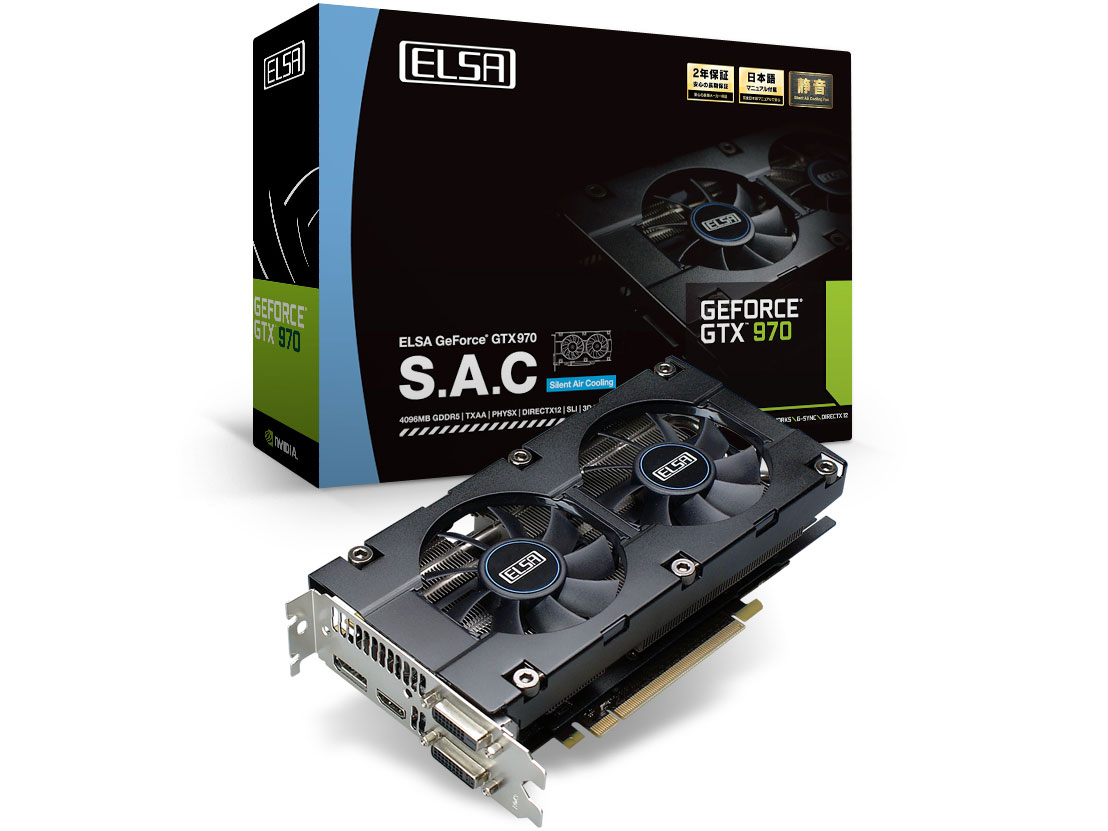 ELSA GeForce GTX 970 S.A.C 4GB GD970-4GERX [PCIExp 4GB] �̐��i�摜