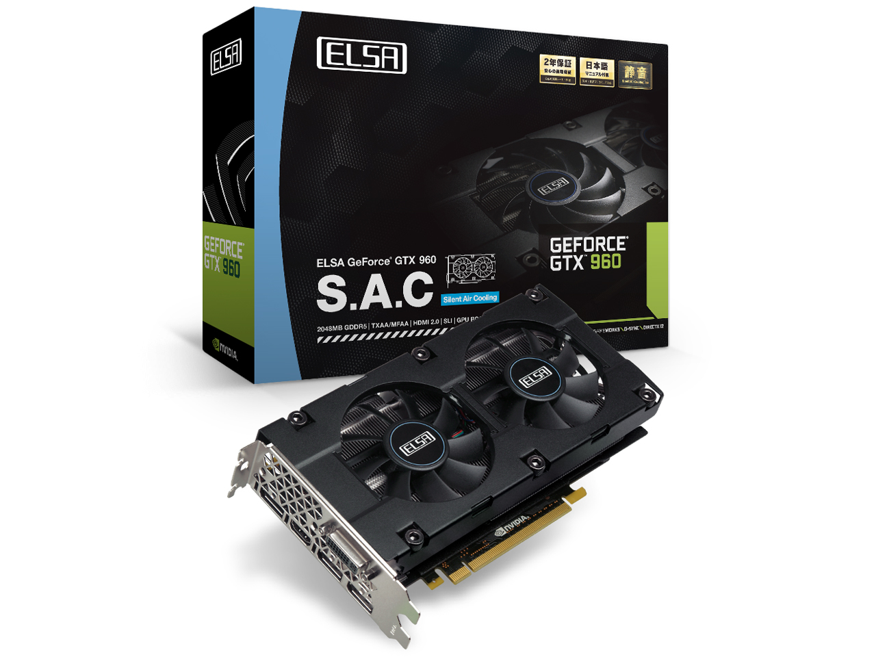 ELSA GeForce GTX 960 2GB S.A.C GD960-2GERX [PCIExp 2GB] �̐��i�摜
