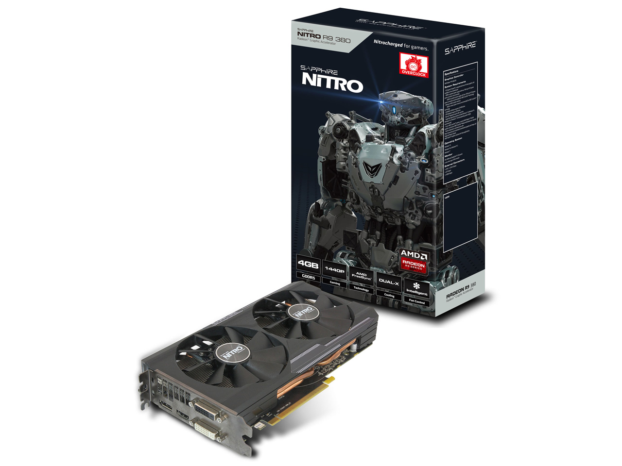 SAPPHIRE NITRO R9 380 4G GDDR5 PCI-E DI/DD/H/DP DUAL-X [PCIExp 4GB] �̐��i�摜