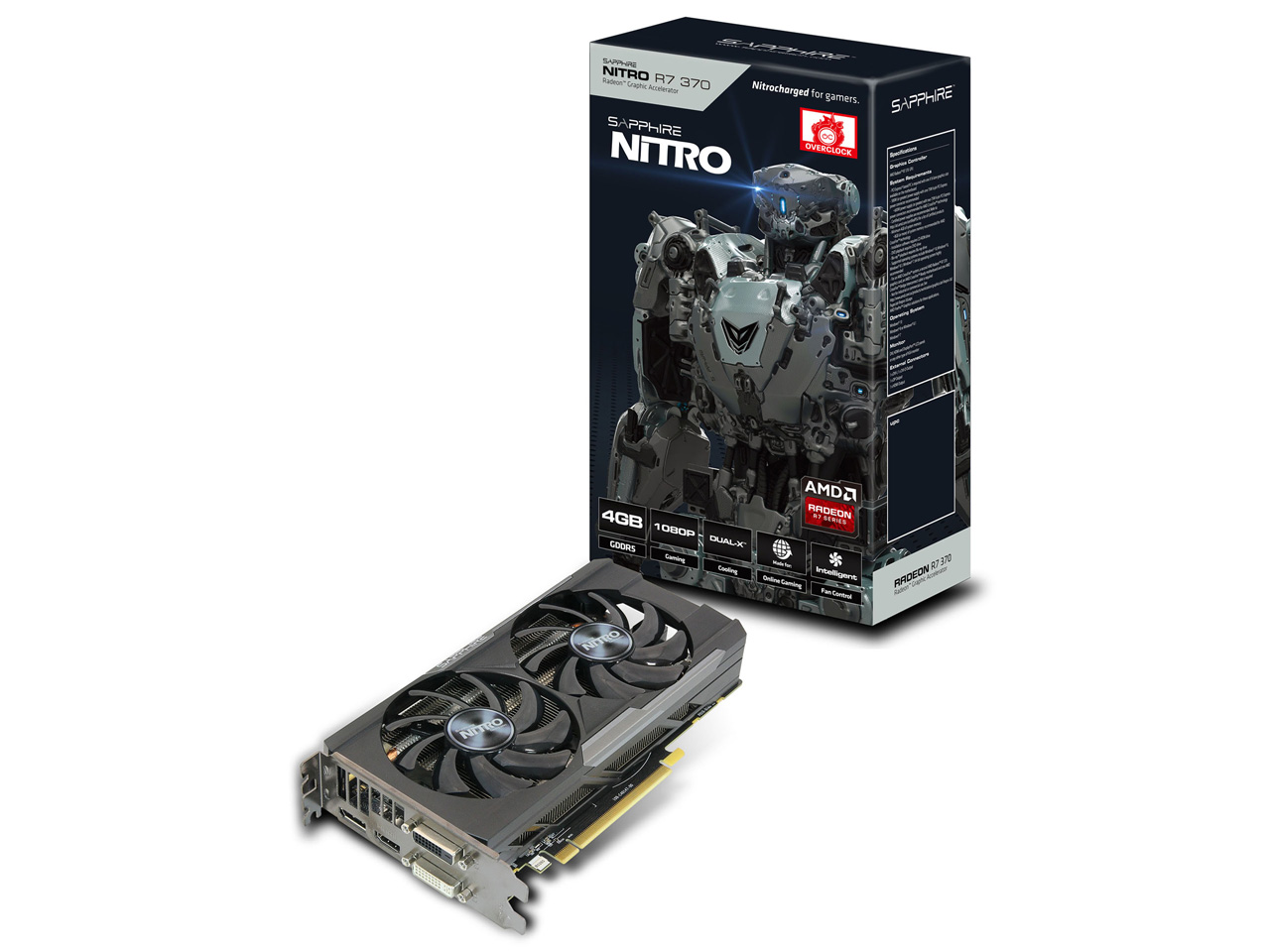 SAPPHIRE NITRO R7 370 4G GDDR5 PCI-E DI/DD/H/DP DUAL-X [PCIExp 4GB] �̐��i�摜