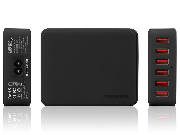 TUNEMAX 6USB CHARGER TUN-IP-200086 [�u���b�N]