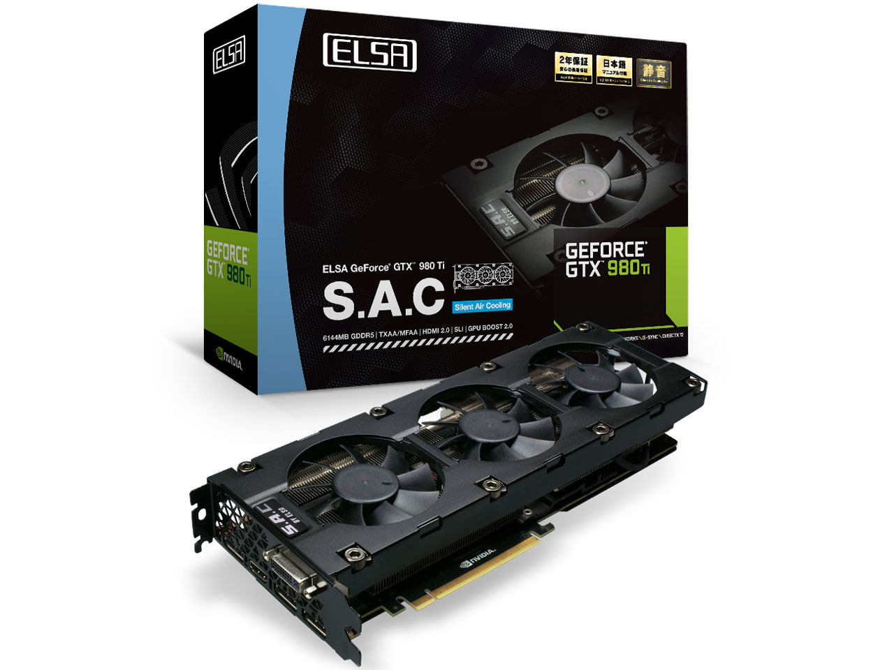 ELSA GeForce GTX 980 Ti 6GB S.A.C GD980-6GERTS [PCIExp 6GB] �̐��i�摜