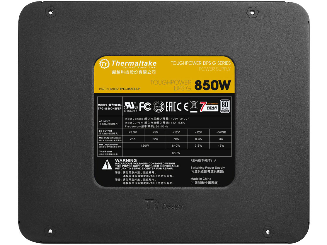 Toughpower DPS G Digital 850W PLATINUM PS-TPG-0850DPCPJP-P [Black]
