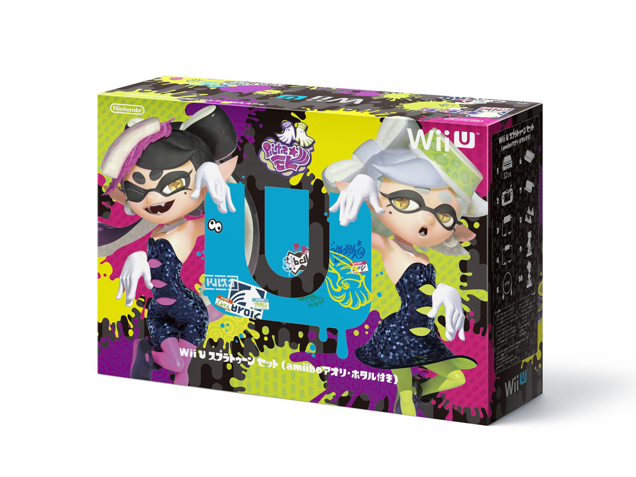 価格.com - 『パッケージ 裏』 Wii U スプラトゥーン セット (amiibo アオリ・ホタル付き) の製品画像