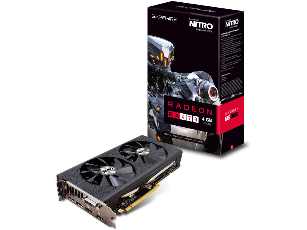 SAPPHIRE NITRO+ RADEON RX 470 4G GDDR5 PCI-E DUAL HDMI/DVI-D/DUAL DP OC [PCIExp 4GB] �̐��i�摜