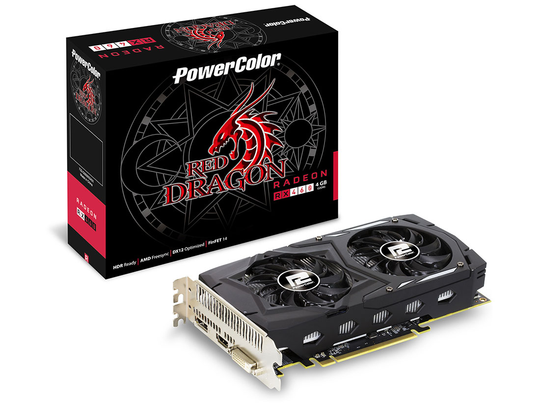 PowerColor Red Dragon Radeon RX 460 4GB GDDR5 AXRX 460 4GBD5-DHV2/OC [PCIExp 4GB] �̐��i�摜