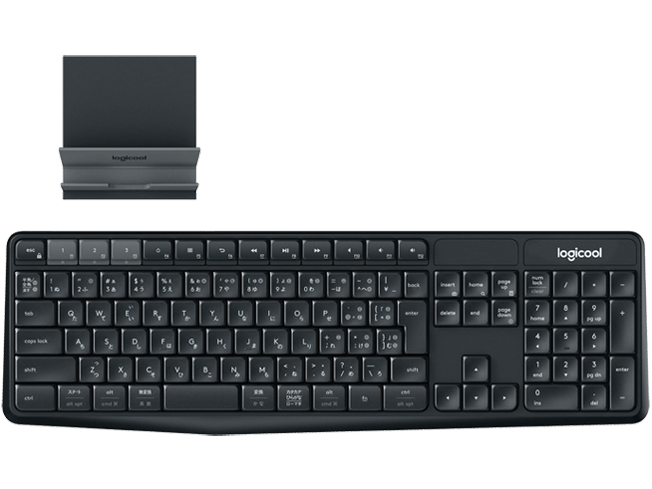 K375s Multi-Device Bluetooth Keyboard + Stand combo [�u���b�N/�O���[] �̐��i�摜