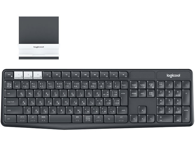 K370s Multi-Device Bluetooth Keyboard + Stand combo [�u���b�N/�z���C�g] �̐��i�摜