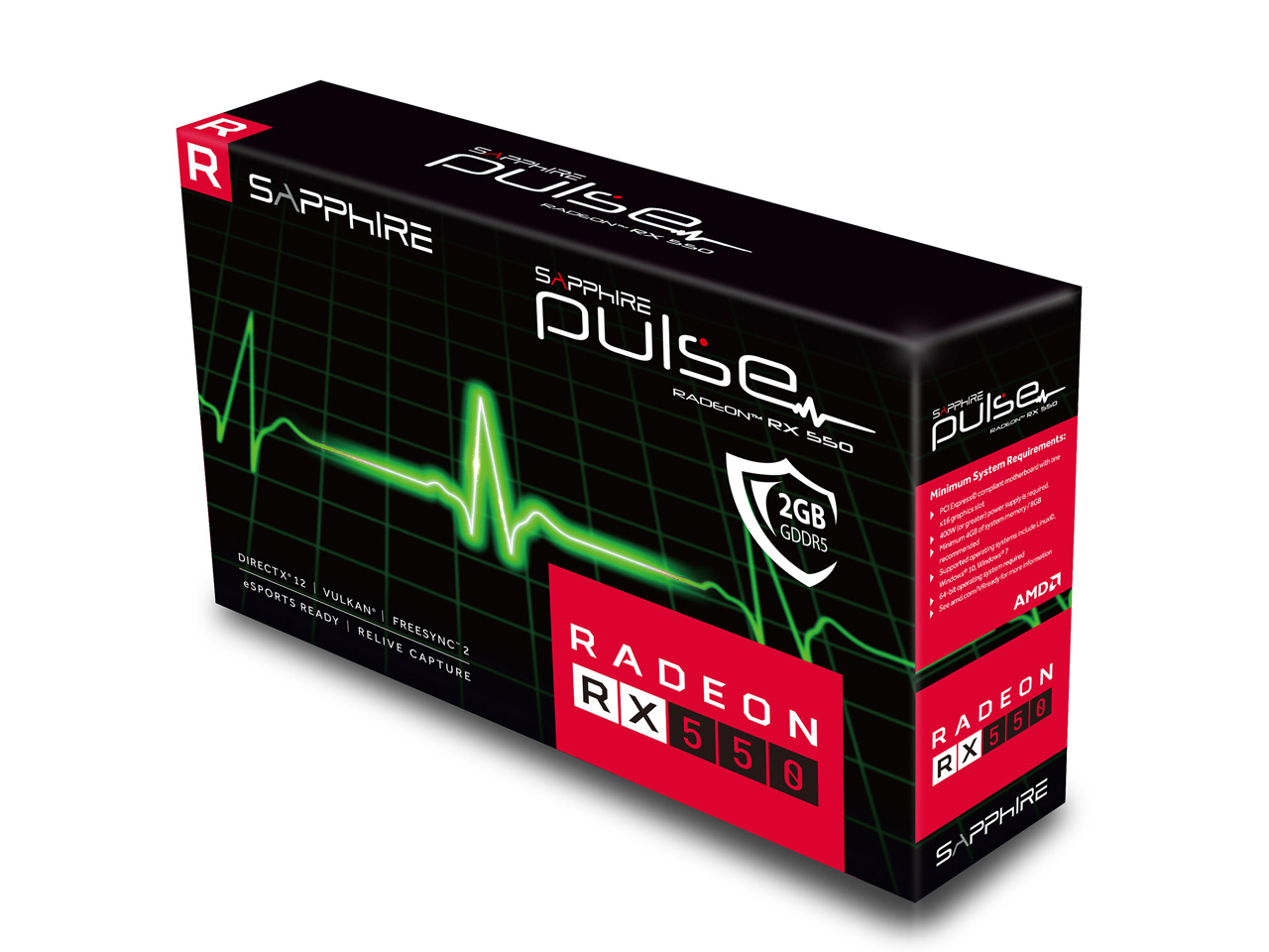 SAPPHIRE PULSE RADEON RX 550 2G GDDR5 HDMI/DVI-D/DP [PCIExp 2GB]