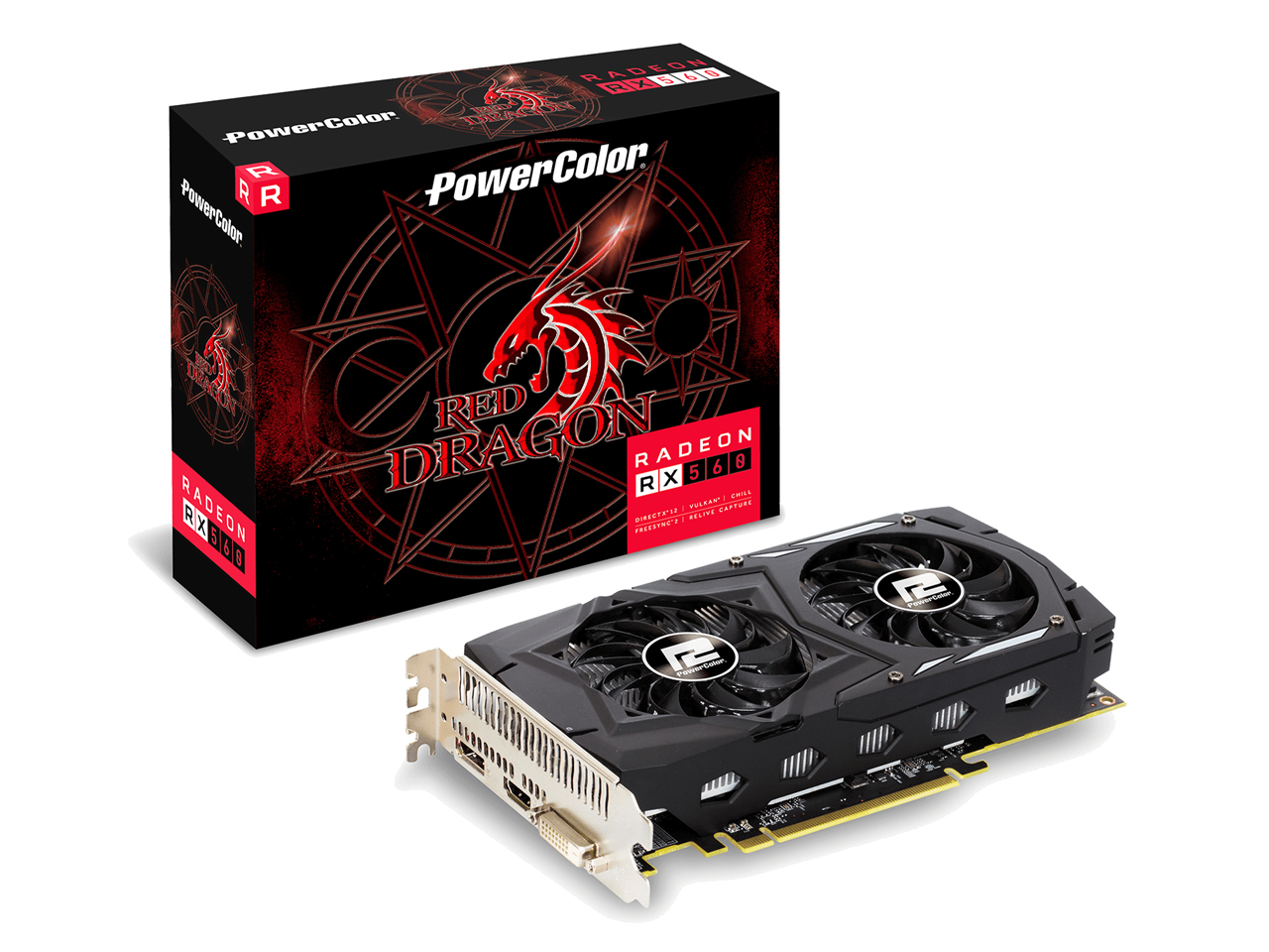 PowerColor Red Dragon Radeon RX 560 2GB GDDR5 OC AXRX 560 2GBD5-DHV2/OC [PCIExp 2GB] �̐��i�摜