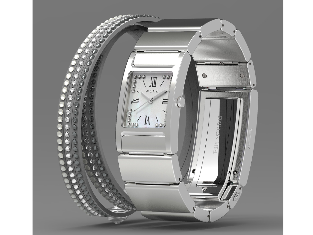 wena wrist Three Hands Square Crystal Edition WN-WT12S [�V���o�[]