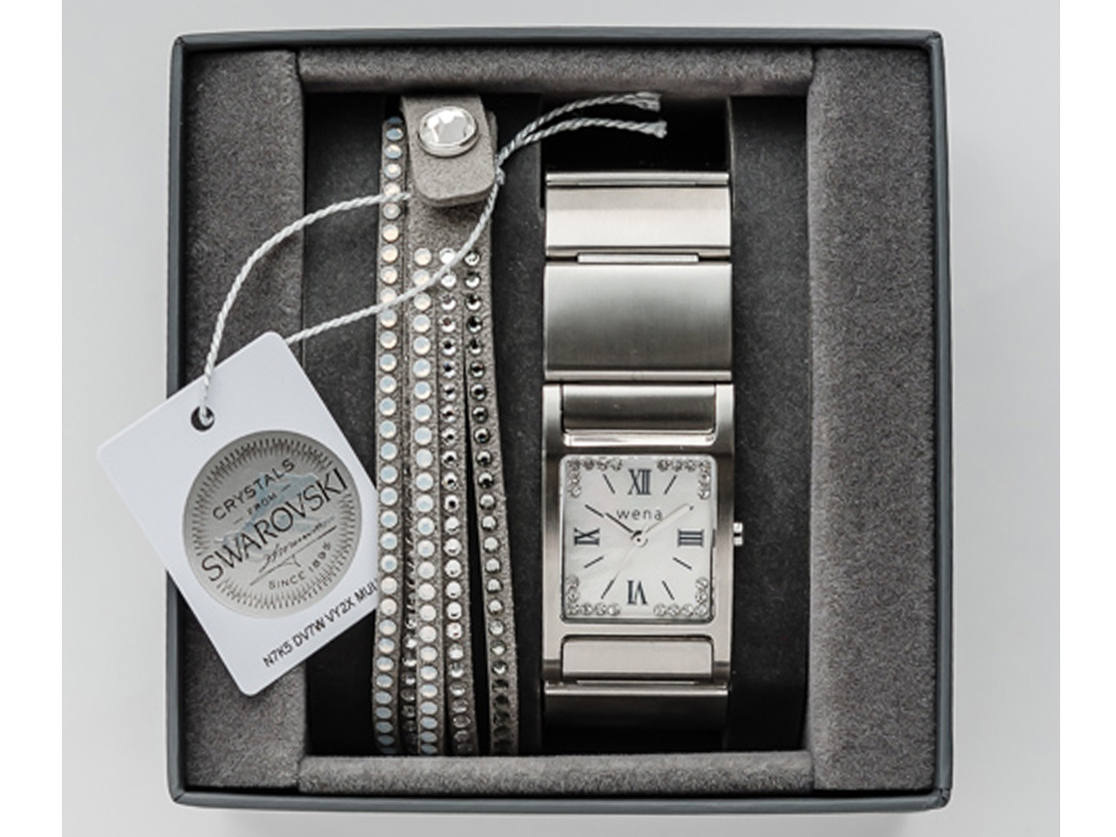 wena wrist Three Hands Square Crystal Edition WN-WT12S [�V���o�[]