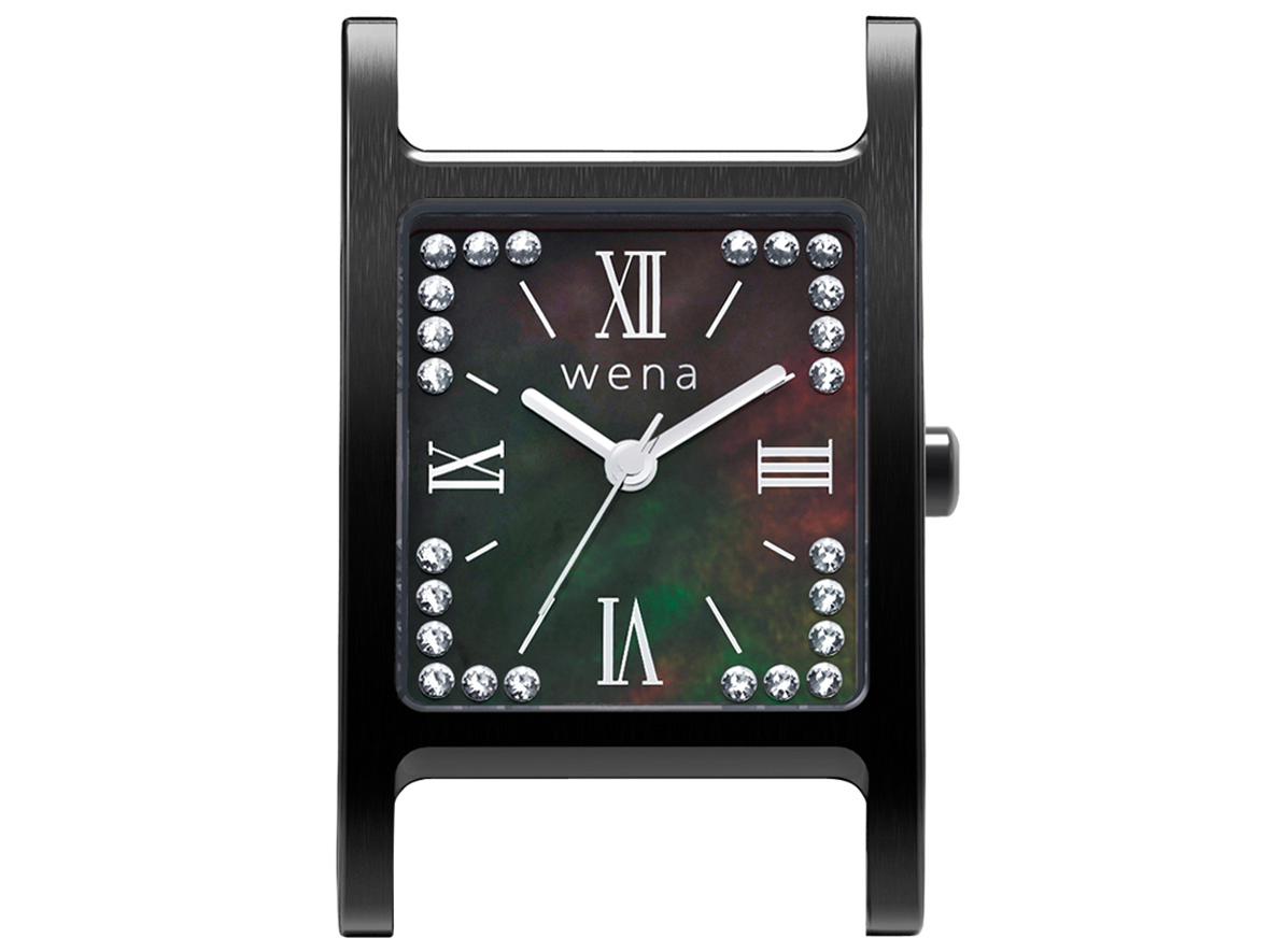 �w�{�� �w�b�h�����x wena wrist Three Hands Square Crystal Edition WN-WT12B [�v���~�A���u���b�N] �̐��i�摜