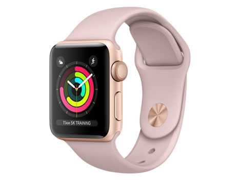 Apple BEm028R Apple Watch Series3 38mm 10N-X ガラス WR-50M 第3世代 アルミニウム アップルウォッチ ピンク 充電器付き 腕時計 GPS ジャンク