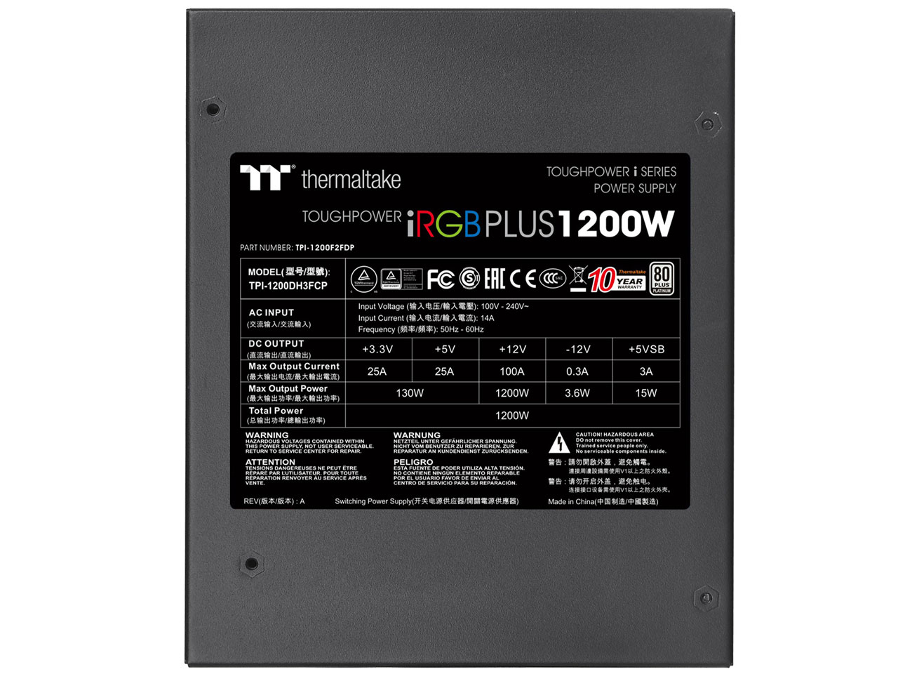 Toughpower iRGB PLUS 1200W PLATINUM PS-TPI-1200F2FDPJ-1 [Black]