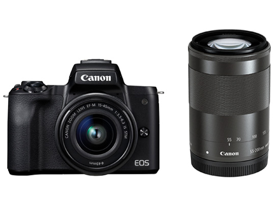 Canon EOS KISS M (WH) ダブルズームキット CANON EOS Kiss M ダブルズームキット [ブラック] 価格比較