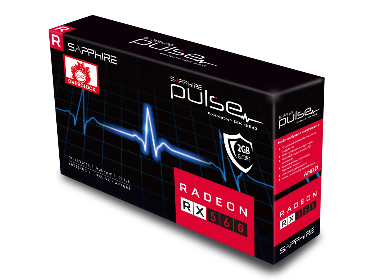 SAPPHIRE PULSE RADEON RX 560 2G GDDR5 HDMI/DVI-D/DP OC (UEFI) [PCIExp 2GB]