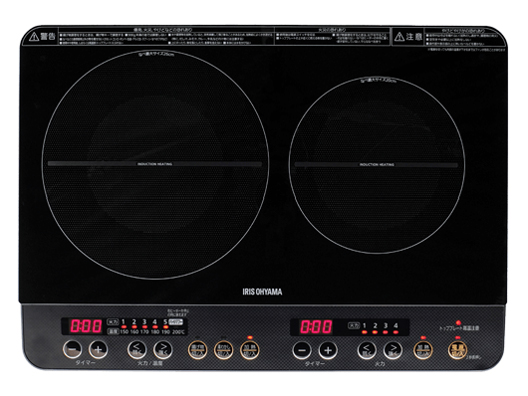 キッチン家電 IRIS IHK-WKT2-B IHクッキングヒーター ブラック IHK-WKT2-B [2口 /100V] IRIS OHYAMA