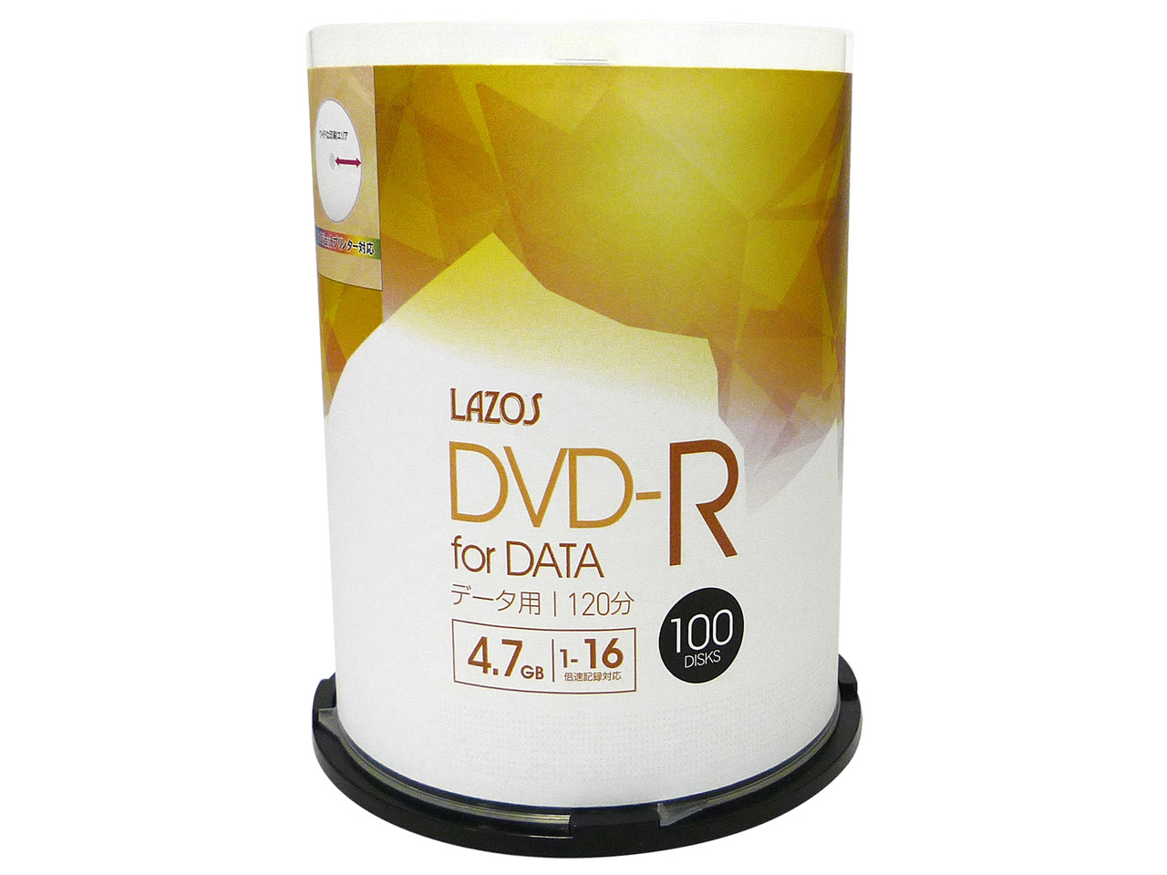 Lazos L-DD100P [DVD-R 16�{�� 100���g] �̐��i�摜