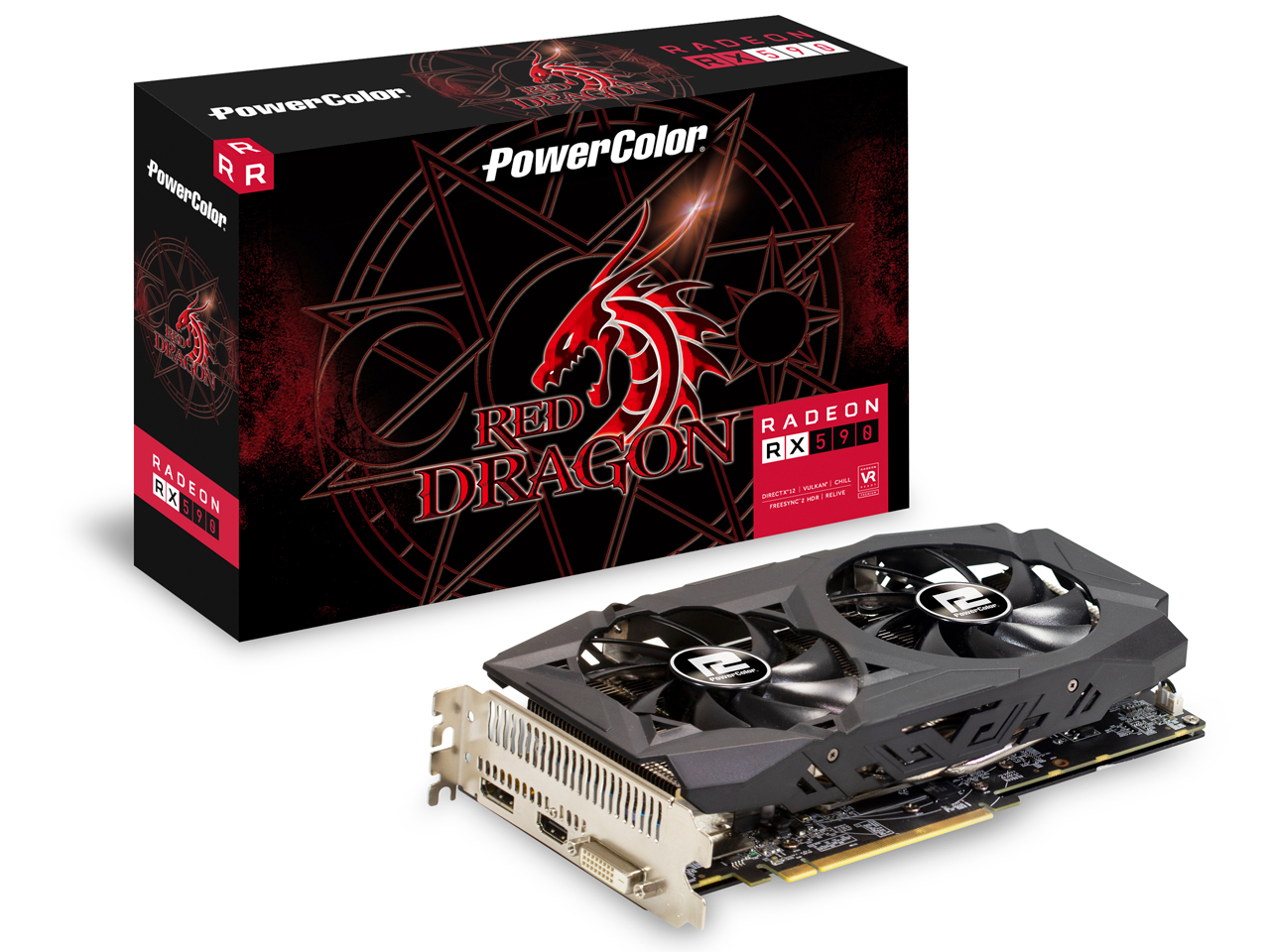 PowerColor Red Dragon Radeon RX 590 8GB GDDR5 AXRX 590 8GBD5-DHD [PCIExp 8GB] �̐��i�摜