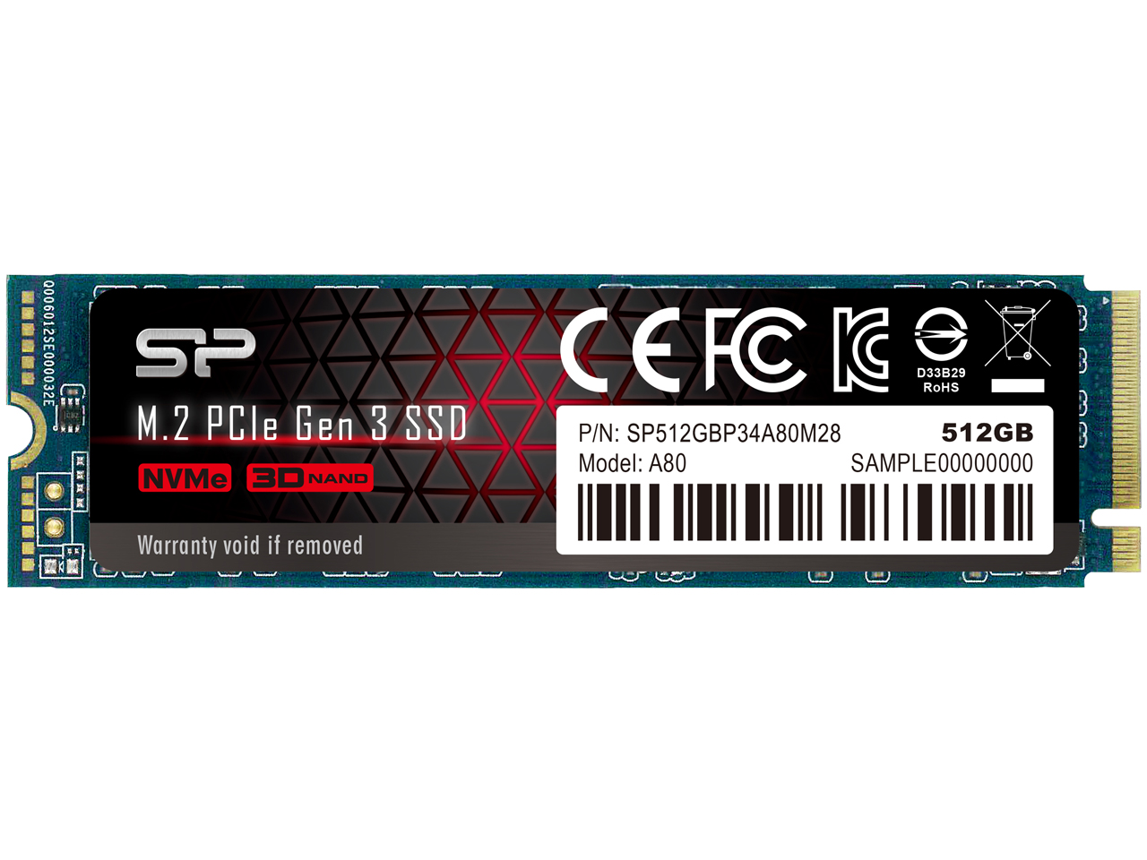 PCIe Gen3x4 P34A80 SP512GBP34A80M28 �̐��i�摜