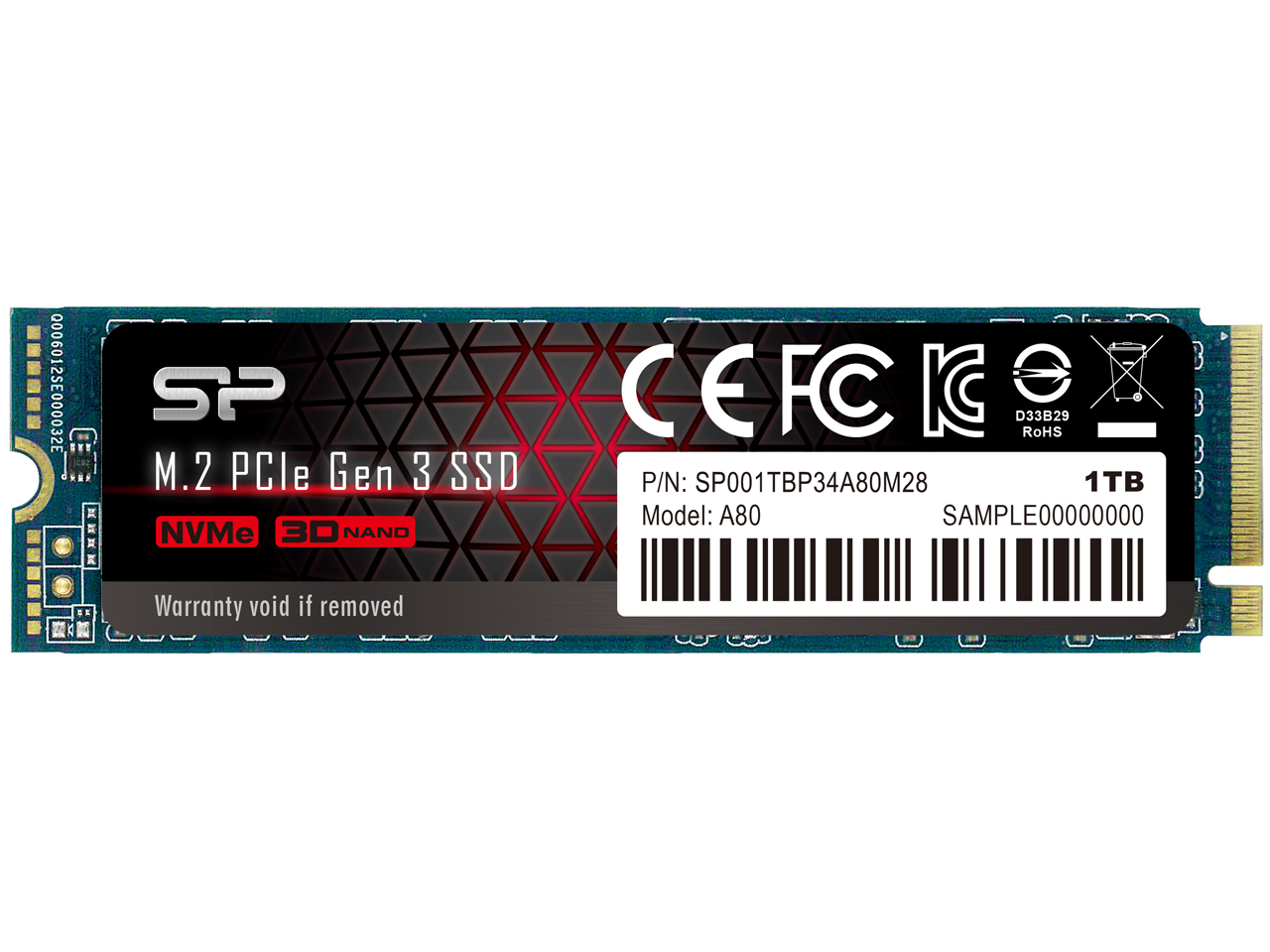 PCIe Gen3x4 P34A80 SP001TBP34A80M28 �̐��i�摜